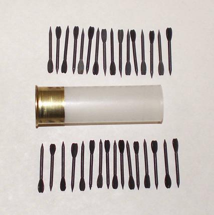 12 gauge flechette, 1" darts, 6 rounds